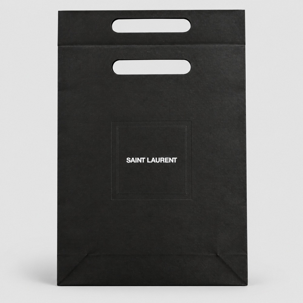 Saint Laurent YSL Large Black Paper Shopping Gift Bag Die Cut Handles 20x14